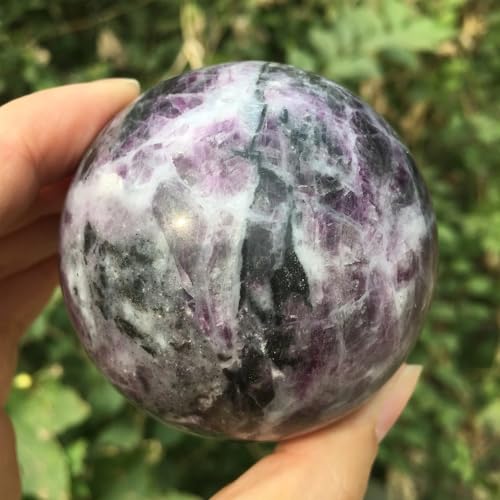 Stone Crystal Ball Purple Sphere lepidolite Home furnishings(Size:7cm)