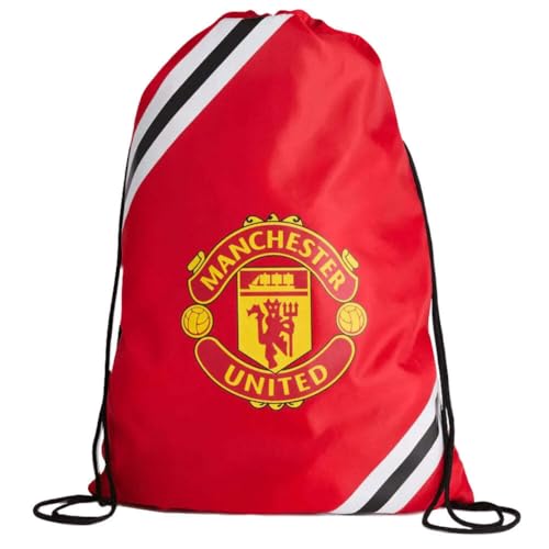 Manchester United Bolsa de ginástica FC Core Stripe – Presente oficial de futebol, saco de ginástica, MUFC, bolsa para meninos/crianças