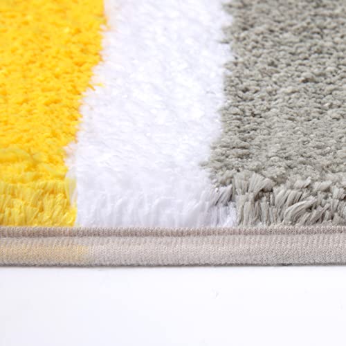 MIULEE Non Slip Bath Mats Extra Thick Soft Absorbent Shower Mat Bathroom Rug Door Mat Inside Kitchen Rugs Carpet Washable for Bedroom Kitchen Entrance 20x32 Inch 50x80cm Yellow and Grey - Image 4