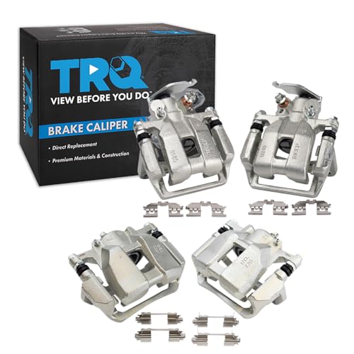 Image of TRQ Front and Rear Brake Caliper Set Zinc Coated Brackets Hardware Compatible with 2013-2017 Honda Accord
