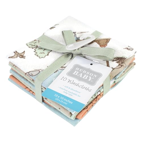 Image of Hudson Baby Unisex Baby Flannel Cotton Poly Washcloths, Dinosaur Adventures 10Pk, One Size