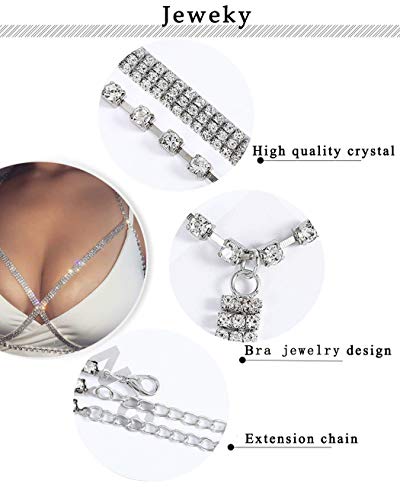 Jeweky Boho Crystal Body Chain Silver Rhinestone Harness Bra Jewelry Beach Bikini Body Jewelry For Women And Girls #TOP3