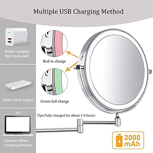 Miroir de courtoisie de salle de bain grossissant tactile 3 couleurs