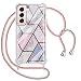Produktbild Greneric Handykette Hülle für Samsung Galaxy S21 5G, Marmor Glitzer Necklace Hülle mit Kordel Transparent Silikon Handyhülle mit Kordel zum Umhängen Schutzhülle mit Band in Roségold