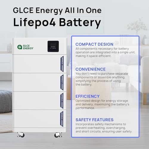 Miniatura 4 de Glce Energy All-In-One Lifepo4 Lifepo4 - Batería De Litio 10,24 Kwh, Con Inversor De Batería Doméstica, Smart Bms, Batería De Litio Para Sistema De Almacenamiento Solar Autocaravana Sistema De