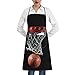 Koszykówka nadruk szefowie kuchni fartuchy dla kobiet, fartuch na szyję z kieszenią, fartuchy kuchenne do gotowania pieczenia ogrodnictwa, unisex, biały, Rozmiar uniwersalny