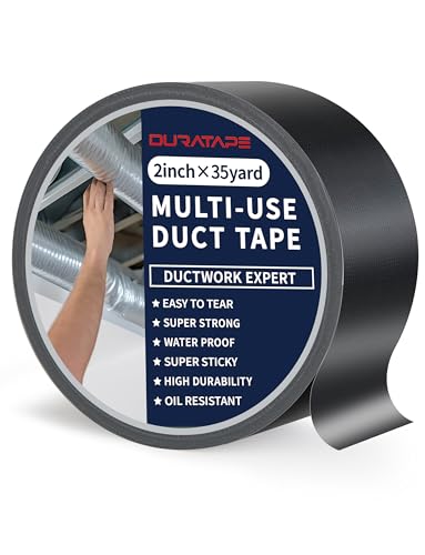 Image of Duct Tape Heavy Duty 2in /105ft /35yd Water Resistant, Tear by Hand with No Residue Strong Adhesive Duct Tape for General Repairs and Professional Use (Deep Black, 2-Inch by 35-Yards (1-Pack))