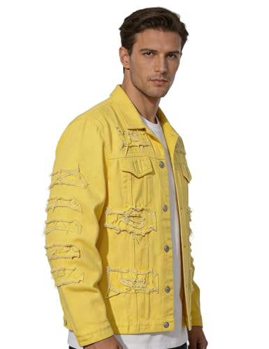 Image of Men`s Classic Ripped Hip Hop Motorcycle Denim Jacket
