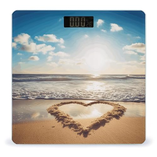 Báscula digital para baño forma corazón vidrio templado 400lb miniatura 1
