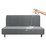 CZL 100% Waterproof Futon Covers, Leakproof Armless Sofa Covers, Stretch Jacquard Sofa Bed Cover, Washable Futon Slipcover Furniture Protector for Kids, Pets, Dog and Cat