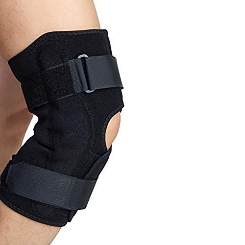 Hinged Knee Brace, Knee Stabilizer Support Wraparound Patella Joint Prevent Hyperextension, Meniscus Tears, Ligament Injuries Sprains for Men and Women Large