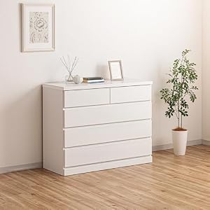 大川家具 完成品 国産 チェスト パッソ 衣装ケース 幅100cm 奥行40cm 高さ80cm 4段 ホワイト【木製 収納 衣類収納 クローゼット用 ローチェストタンス 日本製 収納棚 棚 子供用