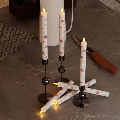 Image of JOIONE Rose Flameless Taper Candles with Remote, 3 Pack Home Decor