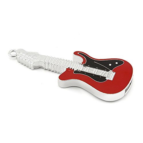 Chuyi Metal Guitar Shape 32Gb Usb 2.0 Flash Drive Waterproof Pen Drive Memory Stick Thumb Drive Gift (Black And Red) #TOP4