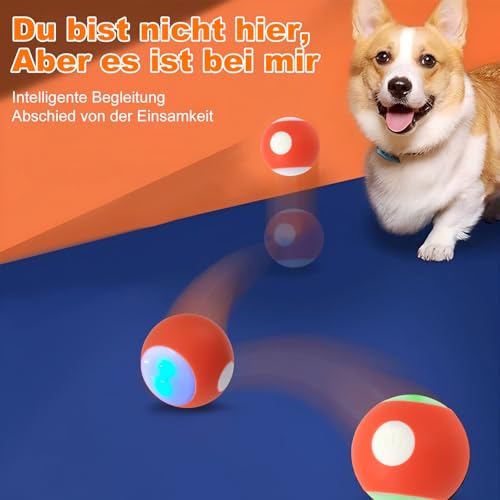 Gytera selbstrollender Ball Hund, Interaktives hundeball elektrisch LED hundespielzeug, smart Active Rolling Ball Hund mit USB-Kabel für Hunde Spielen für langeweile drinnen draußen