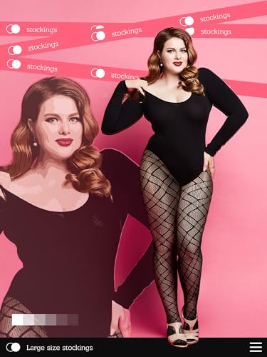 Image of Jadive 6 Pairs Women Plus Size Suspender Tights Fishnet Thigh High Stockings Garter Belt Lingerie Pantyhose