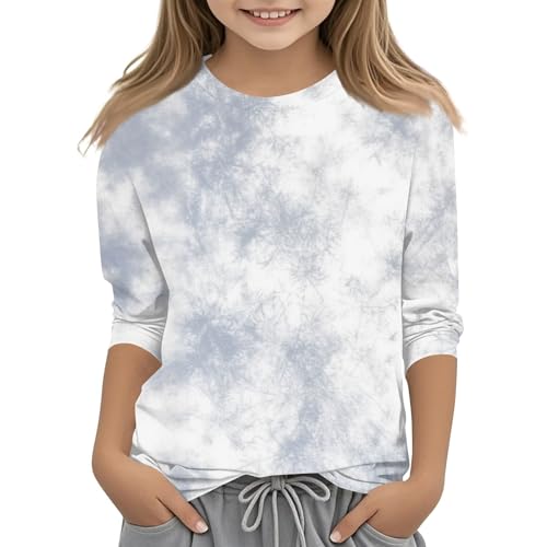 3/4 Length Sleeve Boys Shirts Cute Fall Crew Neck Cute Tops Y2K Tie Dye 3/4 Sleeve Dressy Casual Outfits Trendy Loose