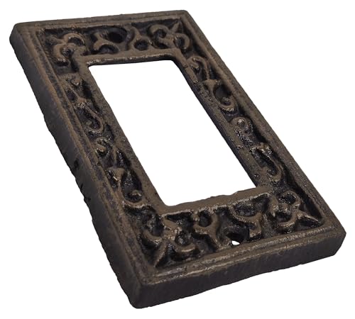 Lulu Decor LB-SWR1 Fleur De Lis Cast Iron Rocker Light Switch Plate Cover In Decorative Antique Brown Finish thumb #1