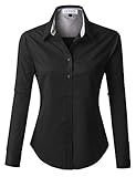 LE3NO PREMIUM Womens Easy Care Long Sleeve Button Down Work Shirt