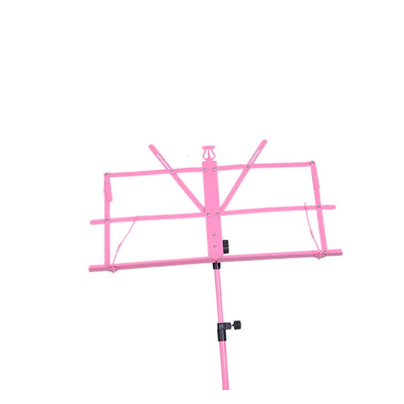 Leggio Spartiti Pieghevole Colorato in Metallo Altezza Regolabile Supporto Treppiede Stabile con Piedi Antiscivolo Portatile per Accessori Chitarra Rosa