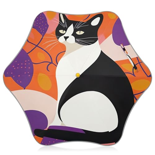 Parapluie pour enfants chat abstrait orange et violet pour petits