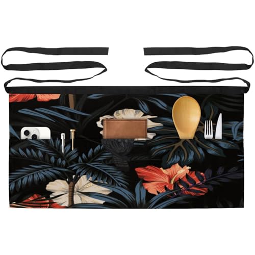 Lot de 3 tabliers courts de chef noir et multicolore avec 3 poches