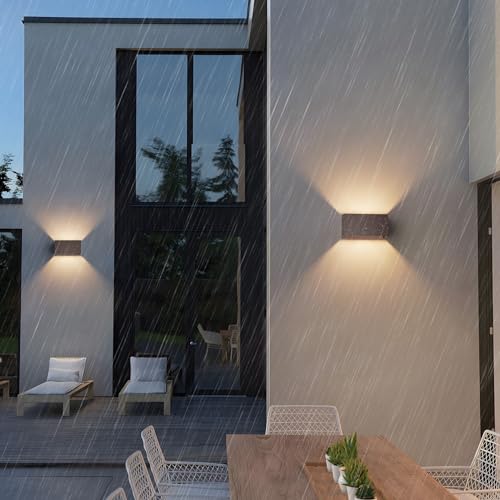 Lampada da Parete per Interni/Esterni Bianco Caldo 3000K, Moderno Applique da Parete Interno Angolo del Fascio Regolabile Aplique Led da Parete IP54 Impermeabil (Bronze) - Illuminazione - Immagine 4