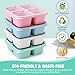 Caperci 4 Pack Bento Snack Boxes Lunchable Containers for Kids & Adults, Wheat Straw 4-Compartment Reusable Food Storage Containers for Snacks & Small Meal (Multicolor & Clear Lids)