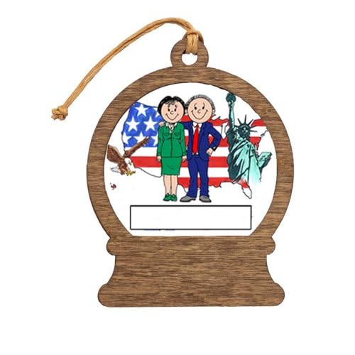 PrintedPerfection.com Personalized Patriotic Couple Wooden Snow Globe Shaped Christmas Ornament