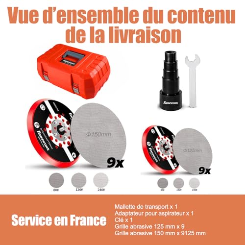 FANZWORK Ponceuse excentrique 125/150 mm sans balais 350 W – vue 6