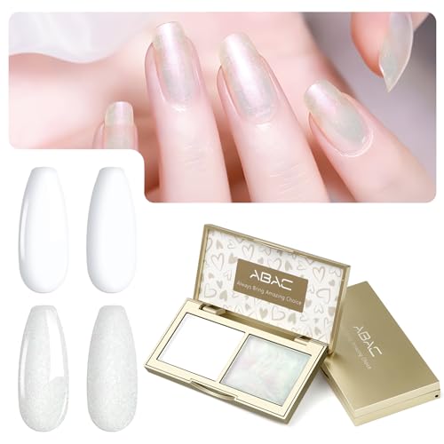 Set de esmaltes gel sólido 6g 2 colores blanco y glitter