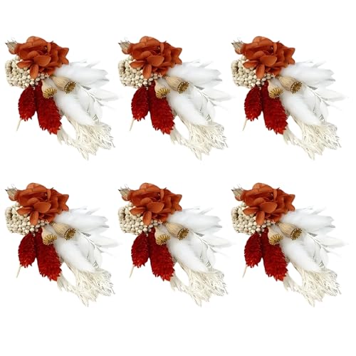 Set de 6 Boutonniers de Lagurus Secos estilo Bohemio miniatura 1