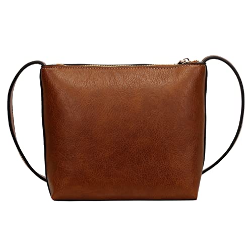Bolsa Crossbody Média com Bolso Frontal Cor:Marrom;Tamanho:Único;Gênero:Feminino