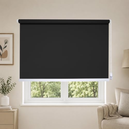 Image of 100% Blackout Roller Blind for Windows|Room Darkening & Privacy Protection Window Shade Blinds|Home, Bedroom, Living Room & Office|Black, 2.5X9 Feet, Pack of 1