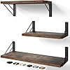 Bayka wall shelves for bedroom decor floating wall shelves for living room kitchen storage wall mounted rustic wood floating shelves for kids books small shelf for bathroomrustic brownset of 3  urban country home decor