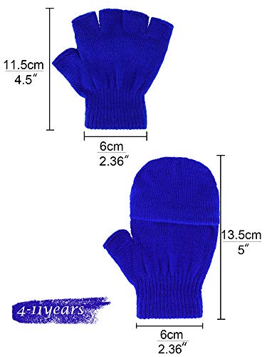 Boao 6 Pairs Kids Winter Convertible Fingerless Gloves Knitted Mitten Warm Gloves with Cover for Kids and Teens3