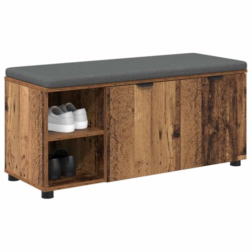 Banc de couloir avec coussin 100x38x46 cm en bois et étagère