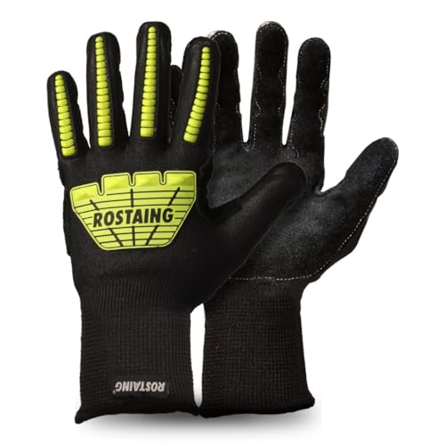 ROSTAING Guantes RESCUEPRO – Par de guantes de astillero – Para grandes trabajos intensivos – Guantes con refuerzos amarillo neón para actividades de bricolaje – Guantes anticorte