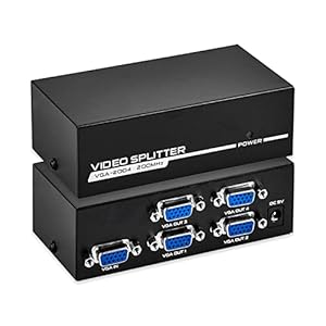 TCNEWCL VGA Splitter: 1 PC zu 4 Monitore, 4 Port VGA Verteiler für Home oder Theater, 200 MHz, 1920 x 1440