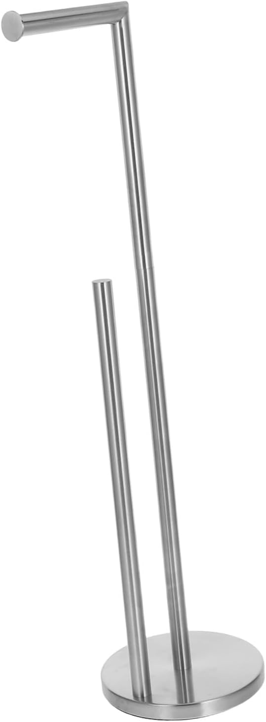 Vaguelly Freestanding Toilet Paper Holder Stand with Large Capacity Storage Stable Stainless Steel Bathroom Tissue Organizer for Home and Hotel Use No Installation Required