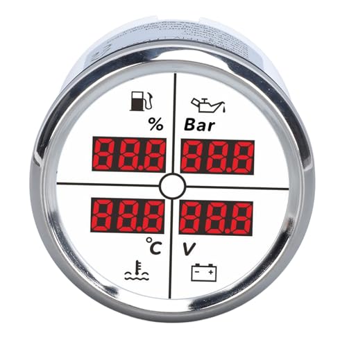Jauge 52mm 4 en 1 bateau voltmètre rétroéclairage cadran blanc