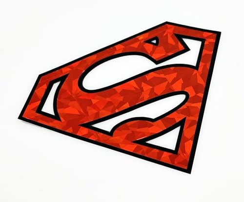 Image of Elektroplate Superman Logo Reflective Car Decal Red 3.85 inch | Officially Licensed DC Comics - Weatherproof Automotive Grade Sticker - Water Bottle, Laptop & More - Made in the USA