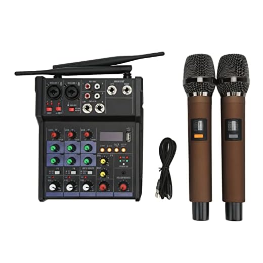 Mezclador De Audio Con Amplificador Autoamplificado,Mezclador De Audio De 4 Canales Y Consola De Placa De Sonido MP3 Bluetooth Alimentación De 48 V USB Mezclador De DJ,Mezclador De Estudio Compacto Me