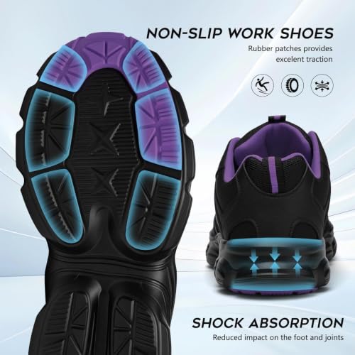 Image of Hogent Steel Toe Shoes for Men Women - Non Slip & Lightweight Work Shoes