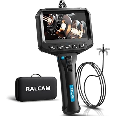 Ralcam Articulating Borescope Endoscope Camera with Light, 210 Dual-Direction Snake Camera for Automotive Inspection, 6.2mm Probe, 4.3 HD Screen, 6 Adjustable LEDs, IP67 Waterproof Semi-Rigid Cable