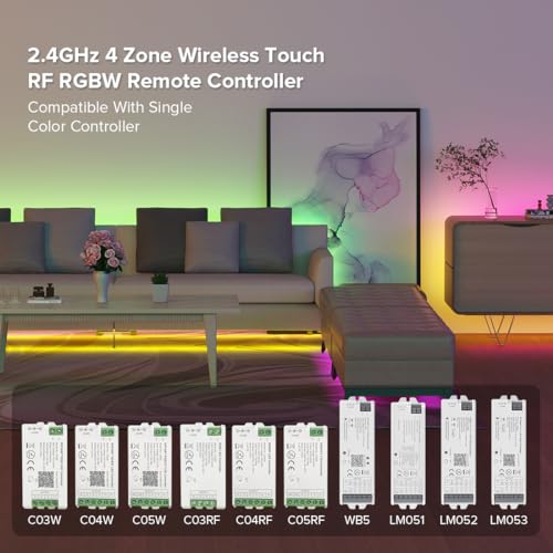 Image of SEZO RC03RFB RGB RGBW RGBCCT 2.4G RF Wireless Controller 4-Zone Remote Group Control Multiple Color Modes Compatible with WB5 C03W C03RF C04W C04RF C05W C05RF Controller