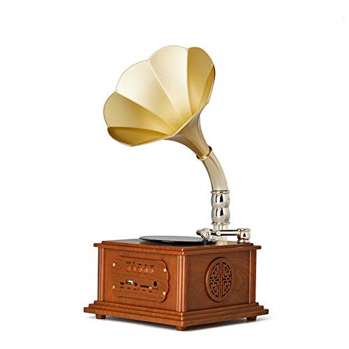 Retro Plattenspieler Bluetooth Plattenspieler Grammophon Drahtlose Lautsprecher Unterstützung USB-Gerät TF CardRadio,Brown