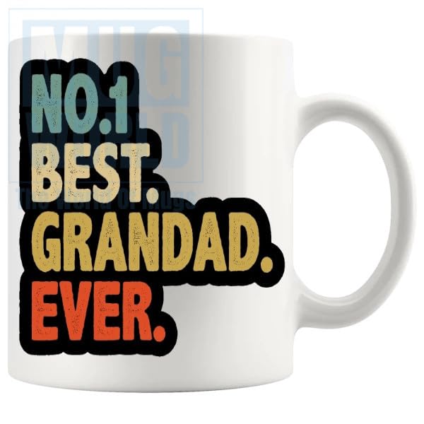 No.1 Best Grandad Ever Mug Funny Novelty Grandad Grandpa Gramps Pops Mugs Birthday Christmas Fathersday