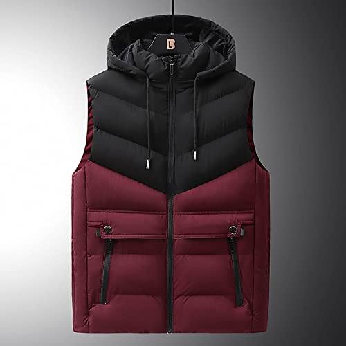 Ymosrh Men's Down Vest Lightweight Winter Vest Thicken Sleeveless Jacket With Hood Coats Puffer Vests Outerwear, L-6XL2