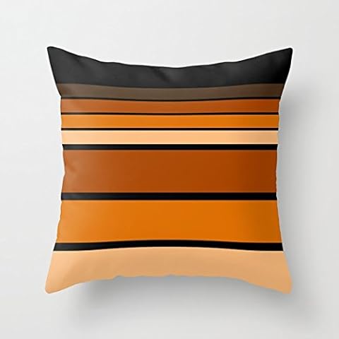KCOUU Pillow Cover Black and yellow, brown and orange striped pattern Floral Cushion Cover Floral Printed Case 18 X 18 Pillowcase Multicolor Cover